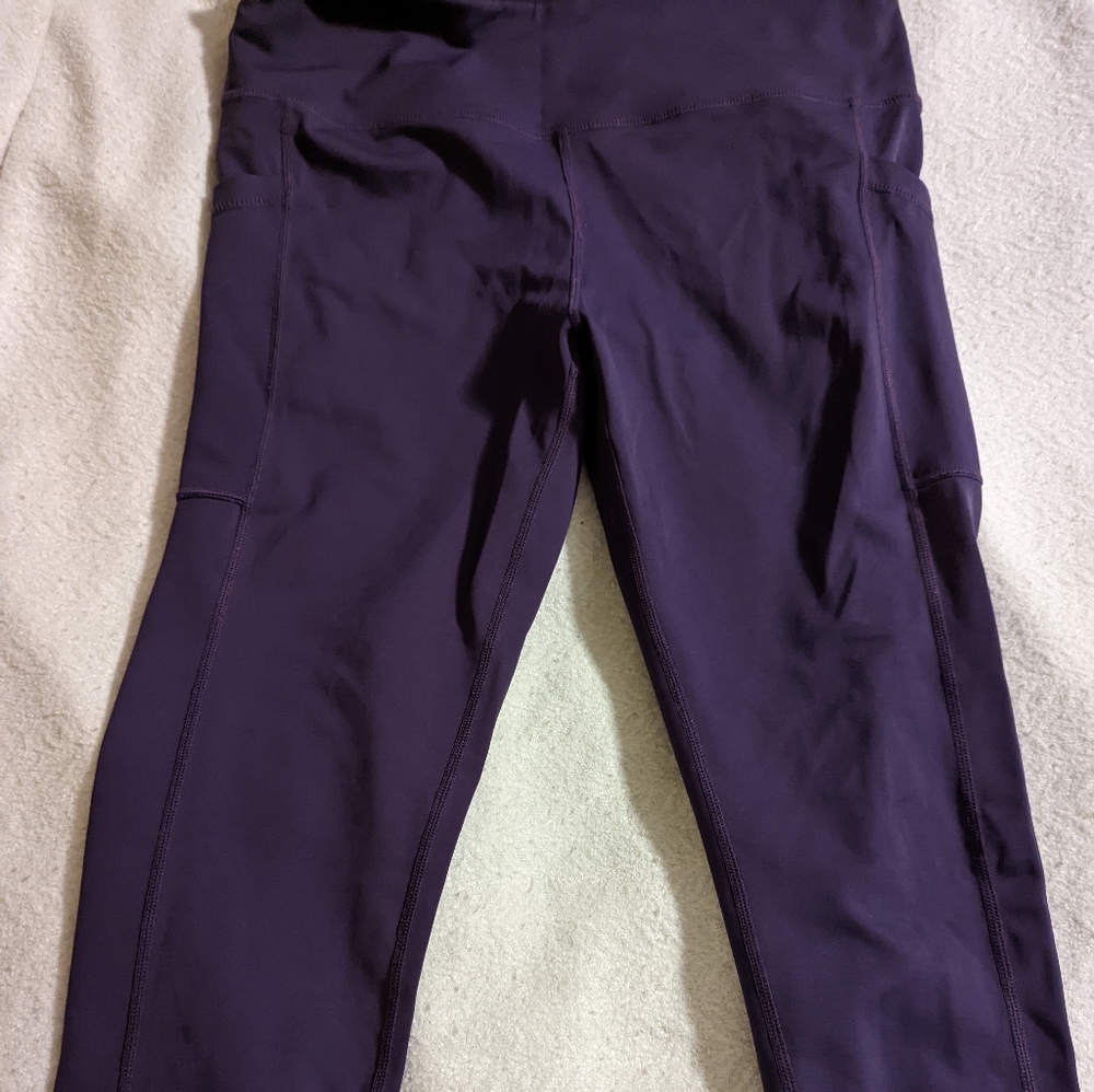 Capri length purple leggings